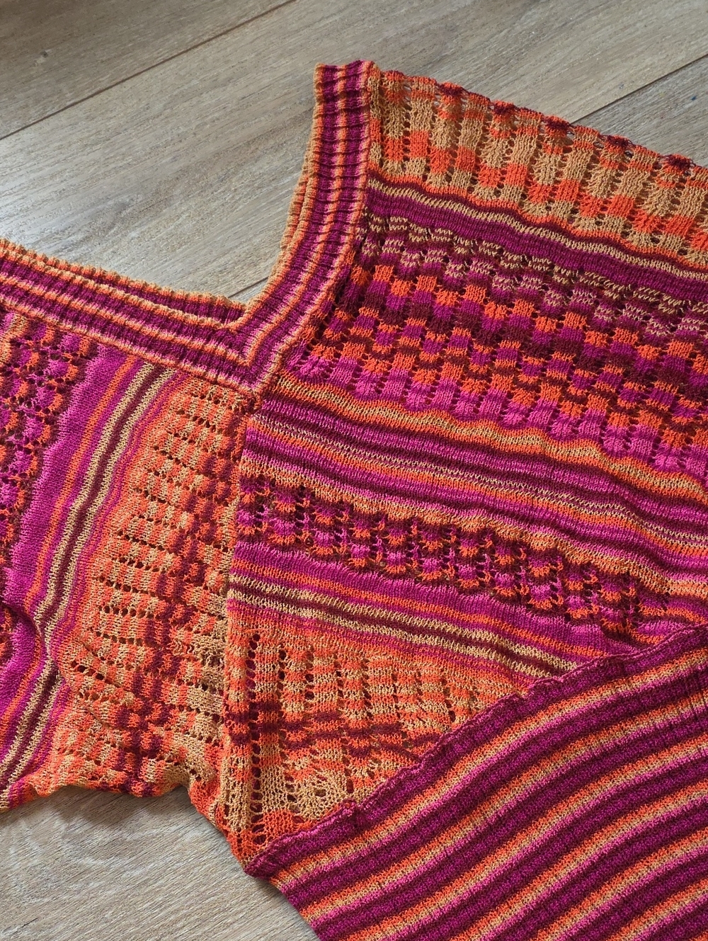Y2k Vibrant Pink & Orange Knit Women's Sweater